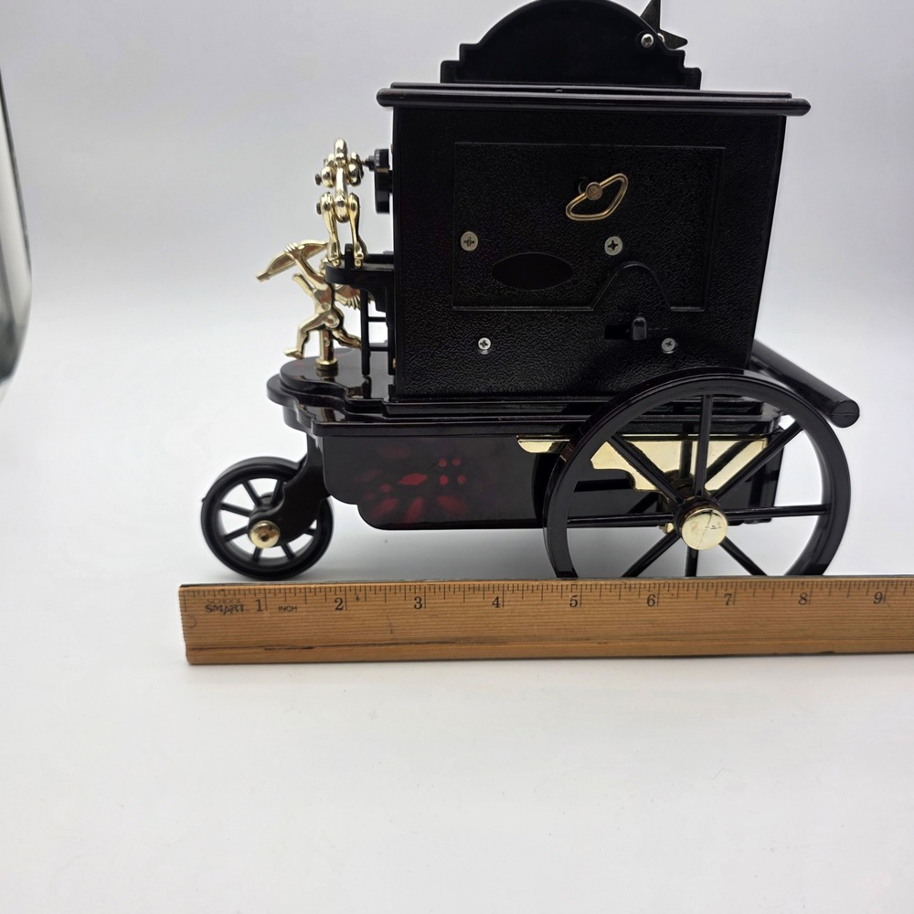 Pierrot Stranger Organ Music Box Vintage Carriage Jewelry Box Black Red 8.5in - Picture 6 of 7